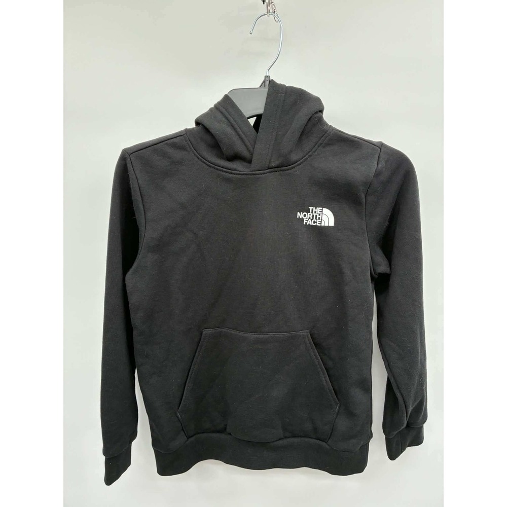 The North Face Hoodie Youth M 10 Black Fleece Pullover Sweatshirt Logo Pocket